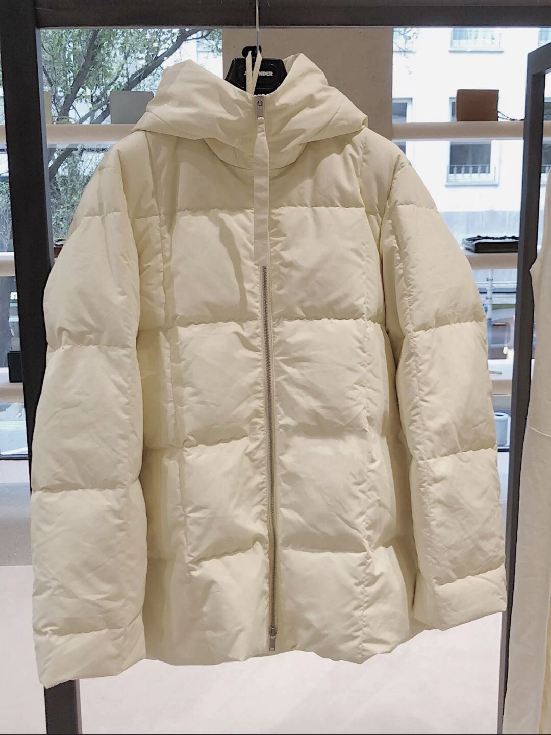 Jil Sander Padded Zipped Coat In Nude