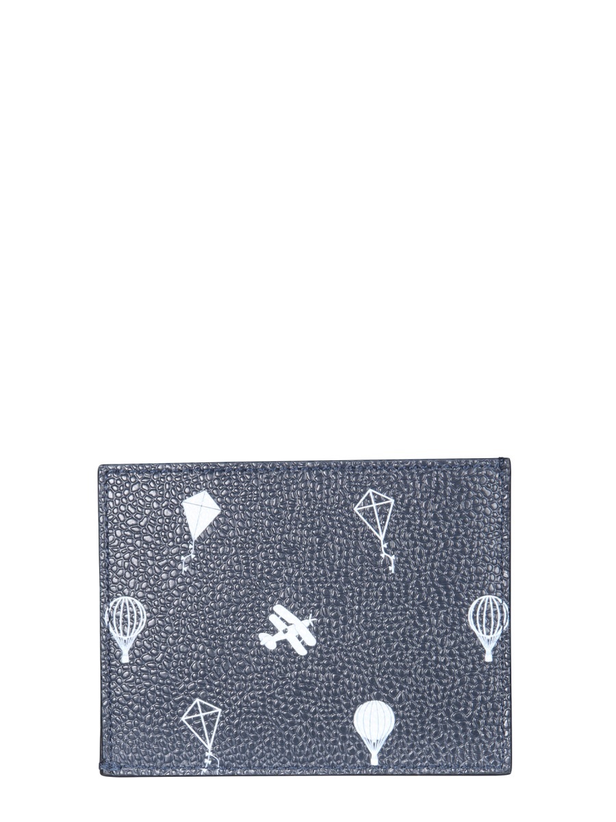 Thom Browne Graphic-print Grained Cardholder In Blue