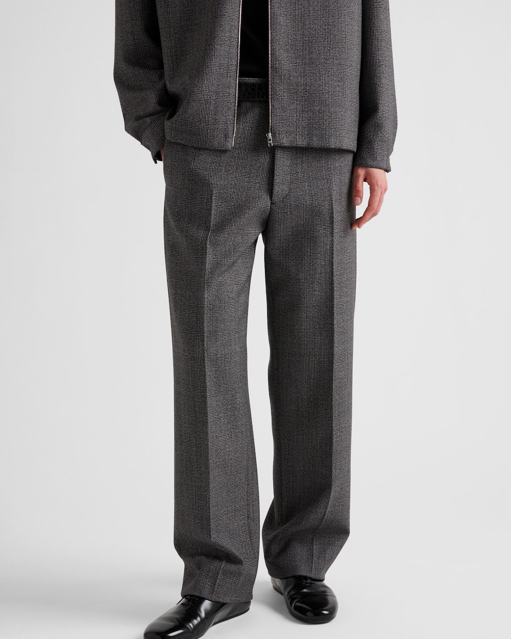 Prada Wool Belt-loop Casual Pants In Gray