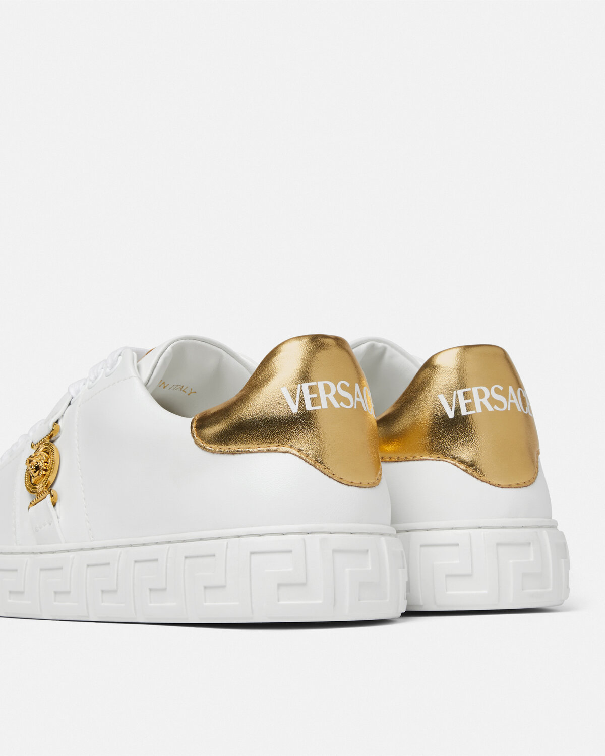 Versace Greek-key Emblem Sneakers In White