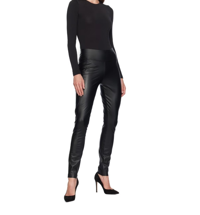 Wolford Black Edie Forming Faux-leather Leggings In Black