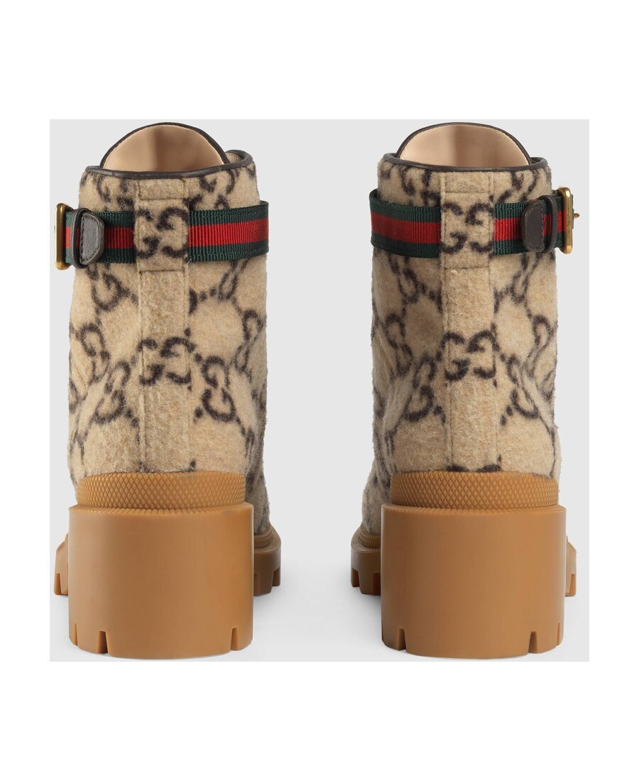 Gucci Gg Wool Ankle Boot In Brown