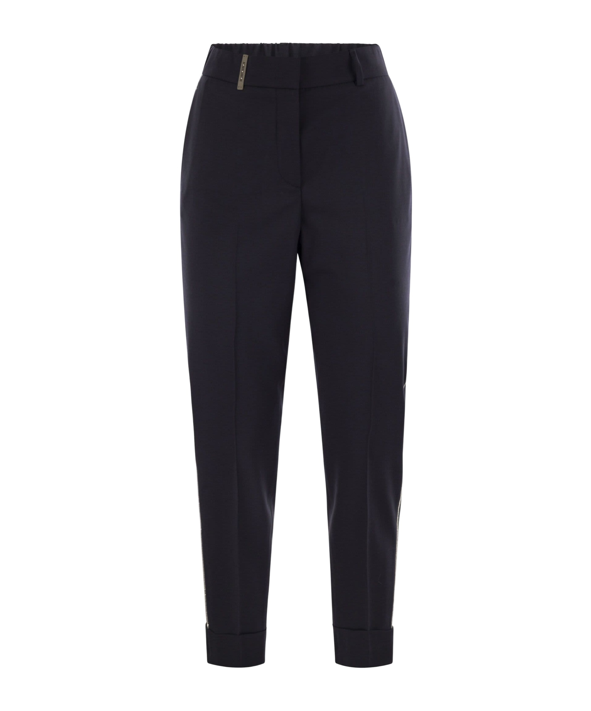 Peserico Pressed-crease Faille Tapered Trousers In Black