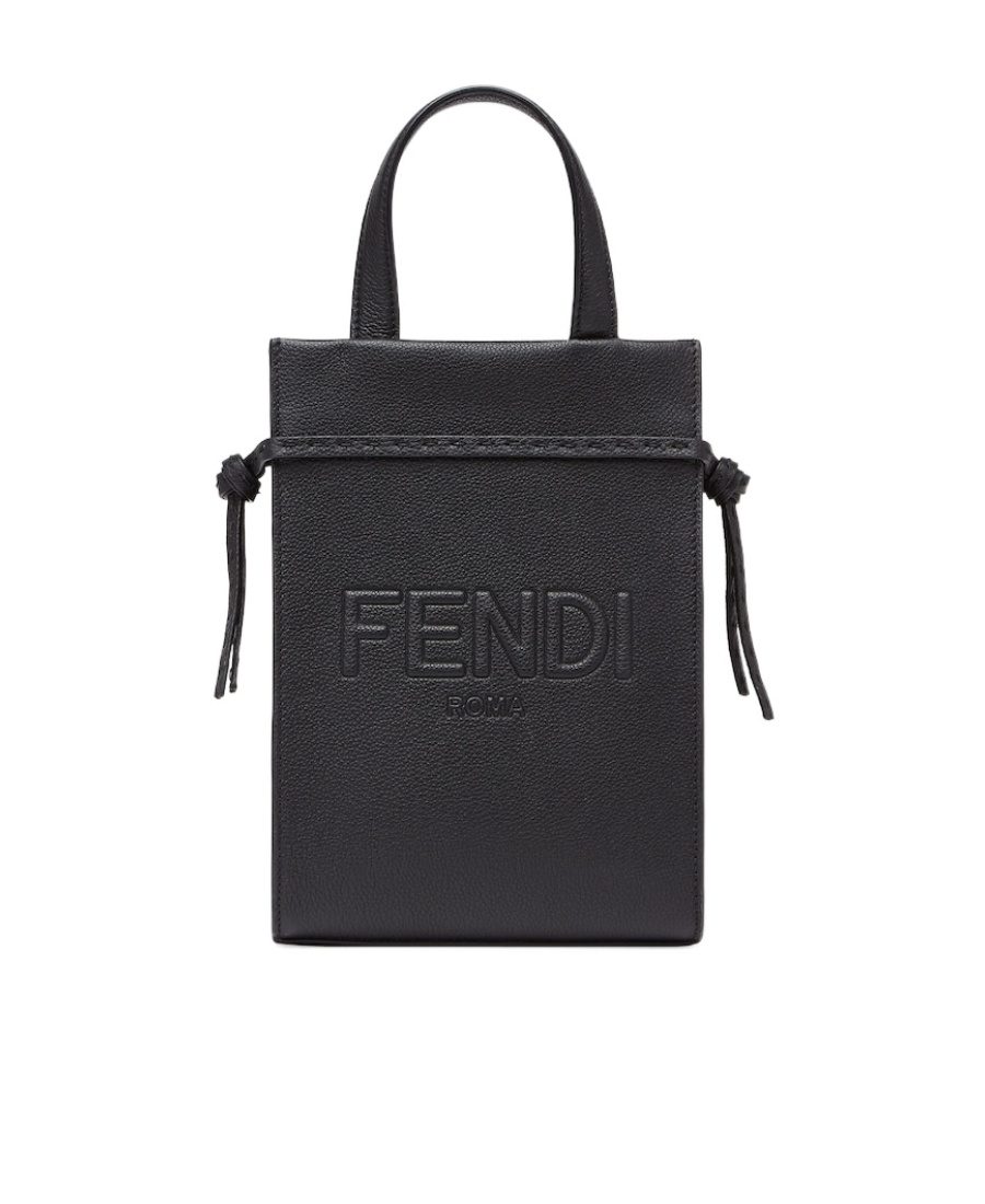 Fendi Leather Tote Bag In Black