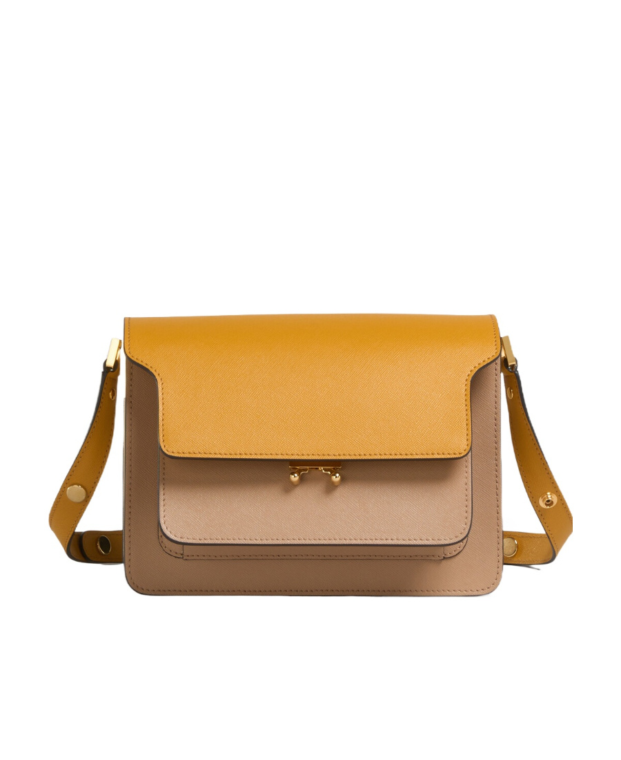 Marni Trunk Leather Shoulder Bag In Yellow