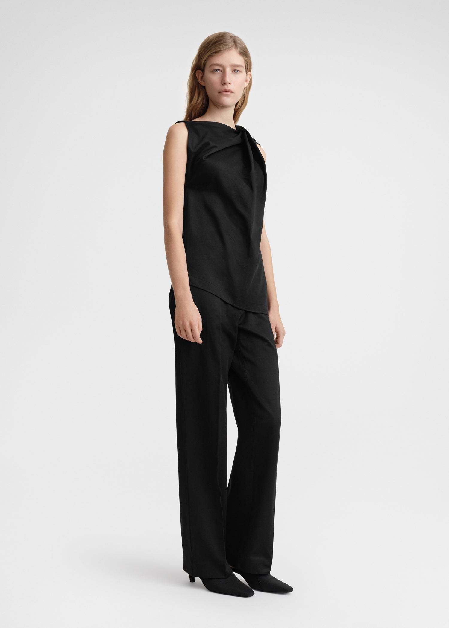 Shop Totême Shoulder-twist Top In Black