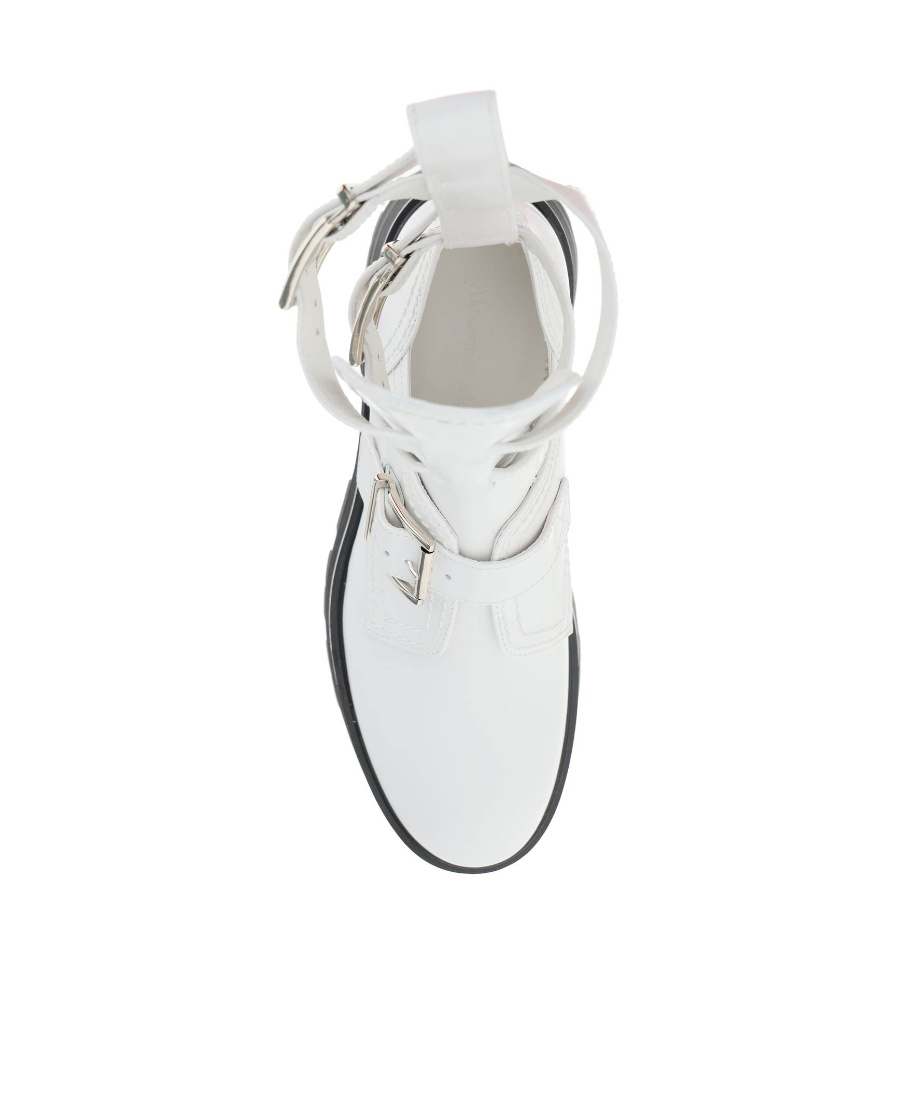 Alexander Mcqueen Leather Ankle Boots In White