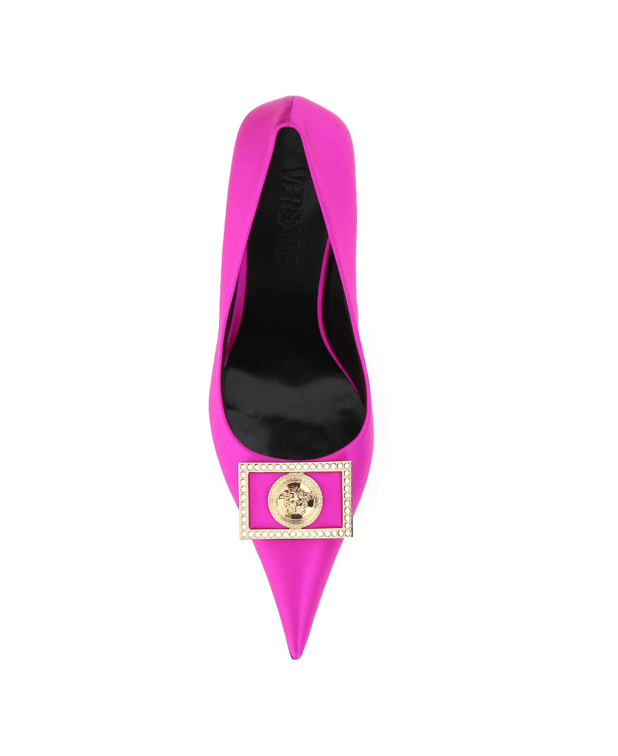 Versace Pink Medusa Crystal Pumps In Pink