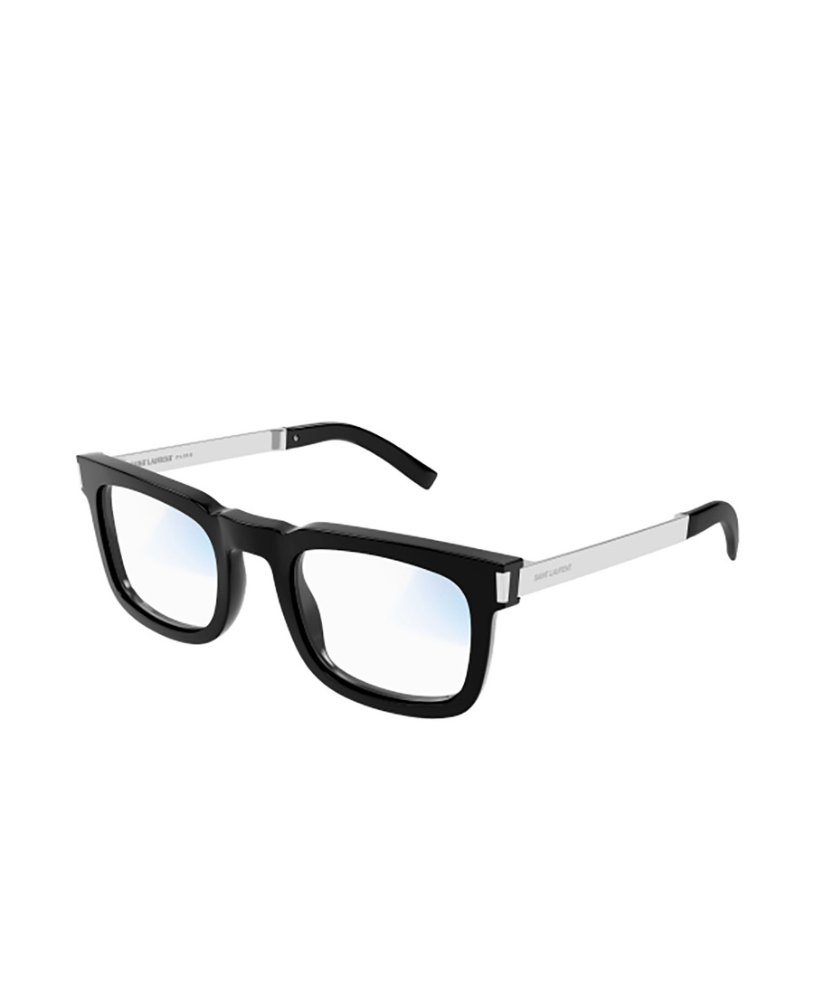 Saint Laurent Logo-engraved Square-frame Glasses In Black
