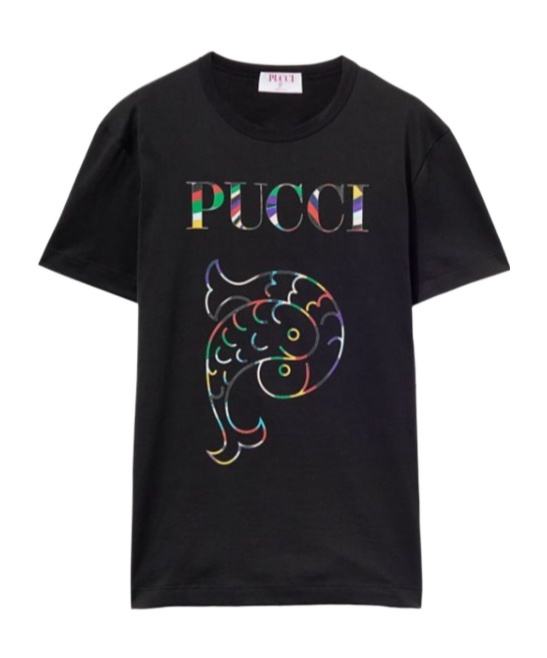 Pucci Black Cotton Short Sleeves T-shirt In Black