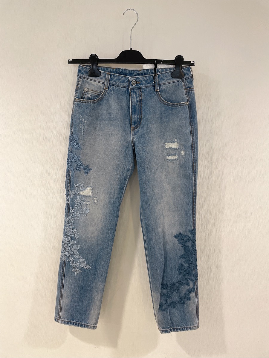 Ermanno Scervino Imitation Old Button Denim Trousers In Blue