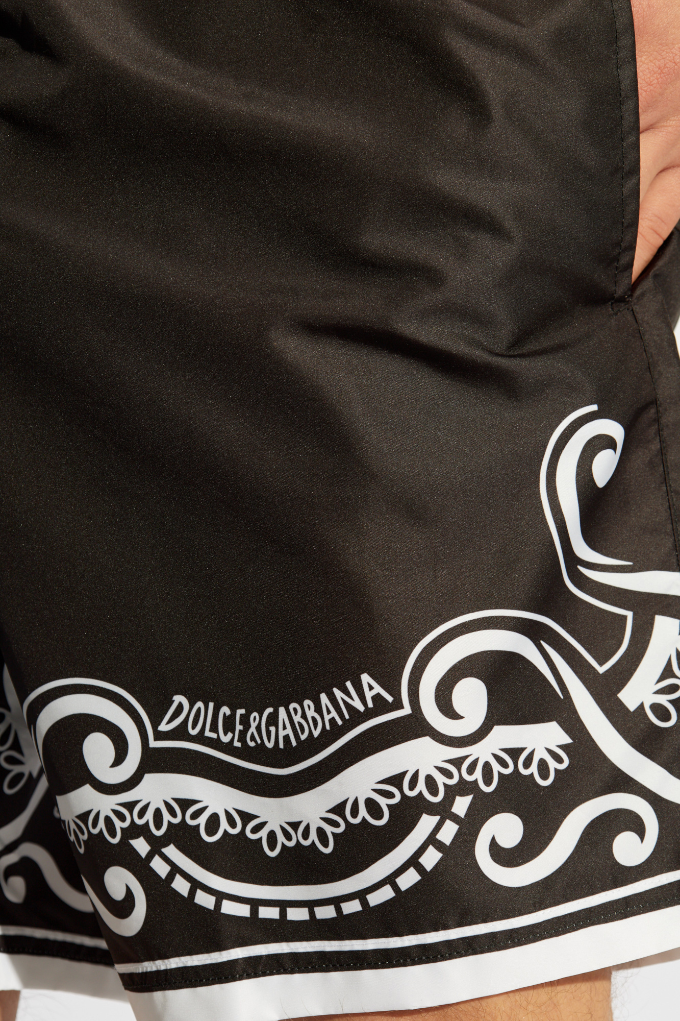 Dolce & Gabbana Bandanna Print Swim Trunks In Black