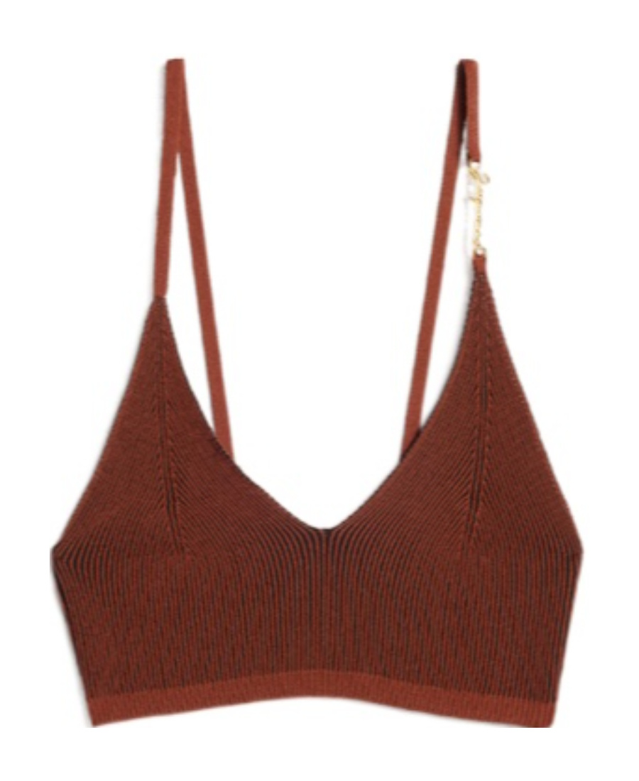 Jacquemus Pralu Logo-embellished Cropped Top In Brown