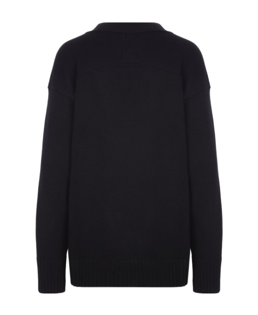 Jil Sander Ribbed Wool V-neck Cardigan In Black