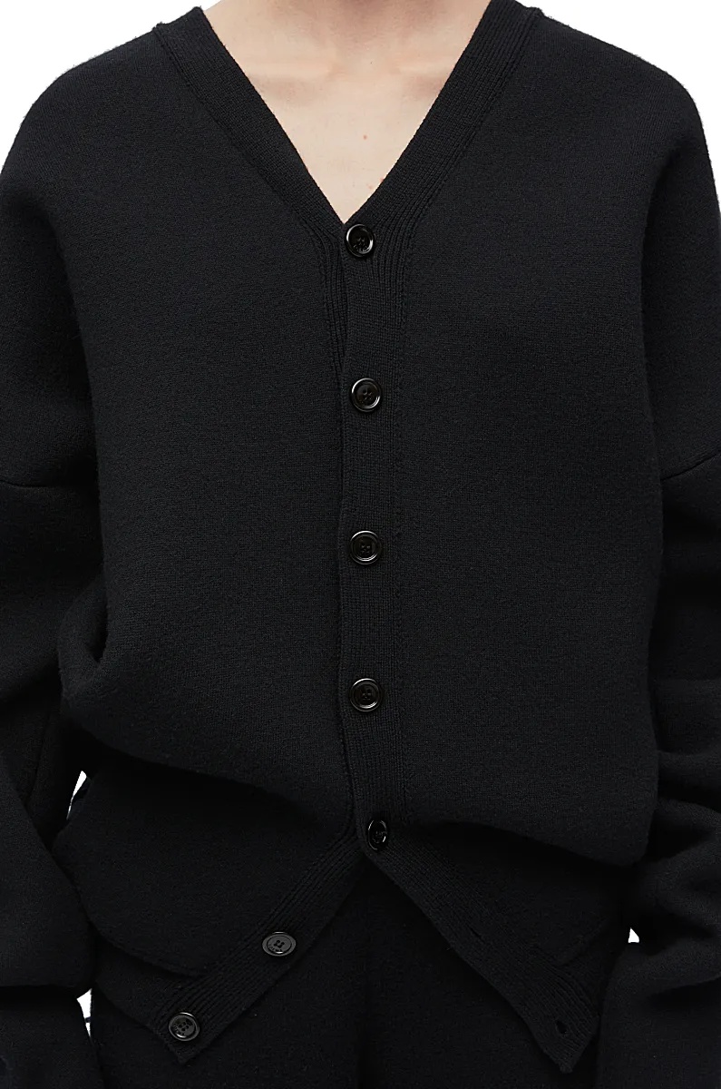 Loewe Wool V-neck Knitted Cardigan In Black