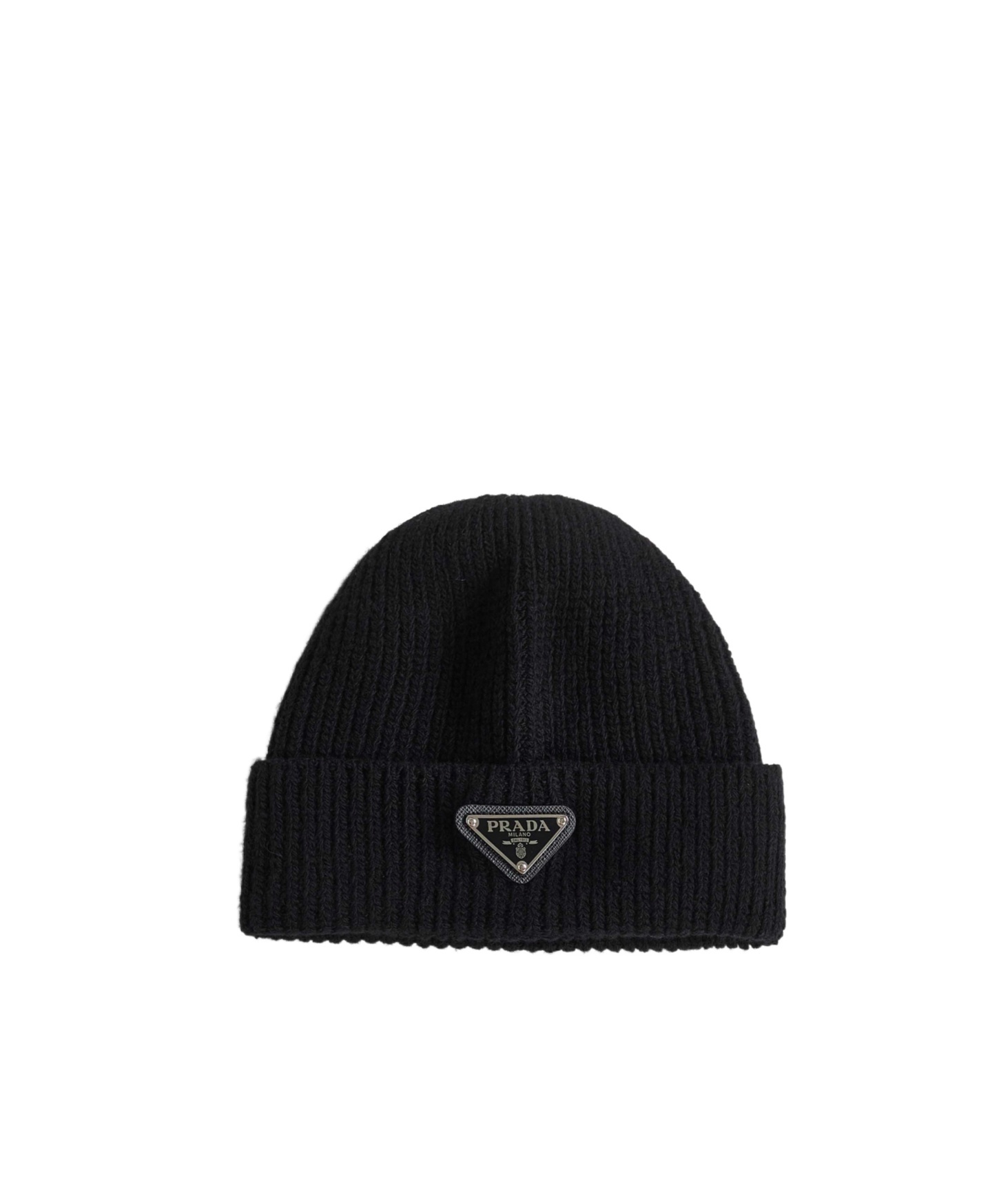 Prada Wool And Re-nylon Hat With Triangle Logo In Black