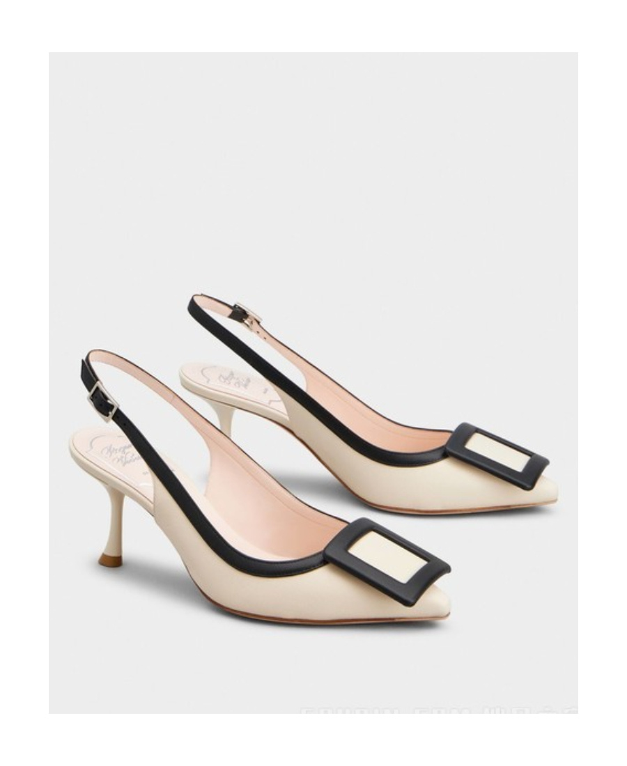 Roger Vivier Viv In The City 65 Bicolor Slingbacks In Nude