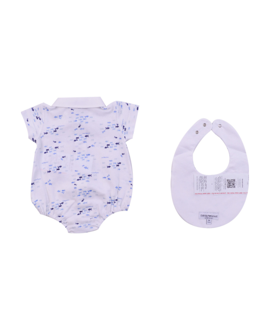 Emporio Armani Fish-motif Cotton Bodysuit In White