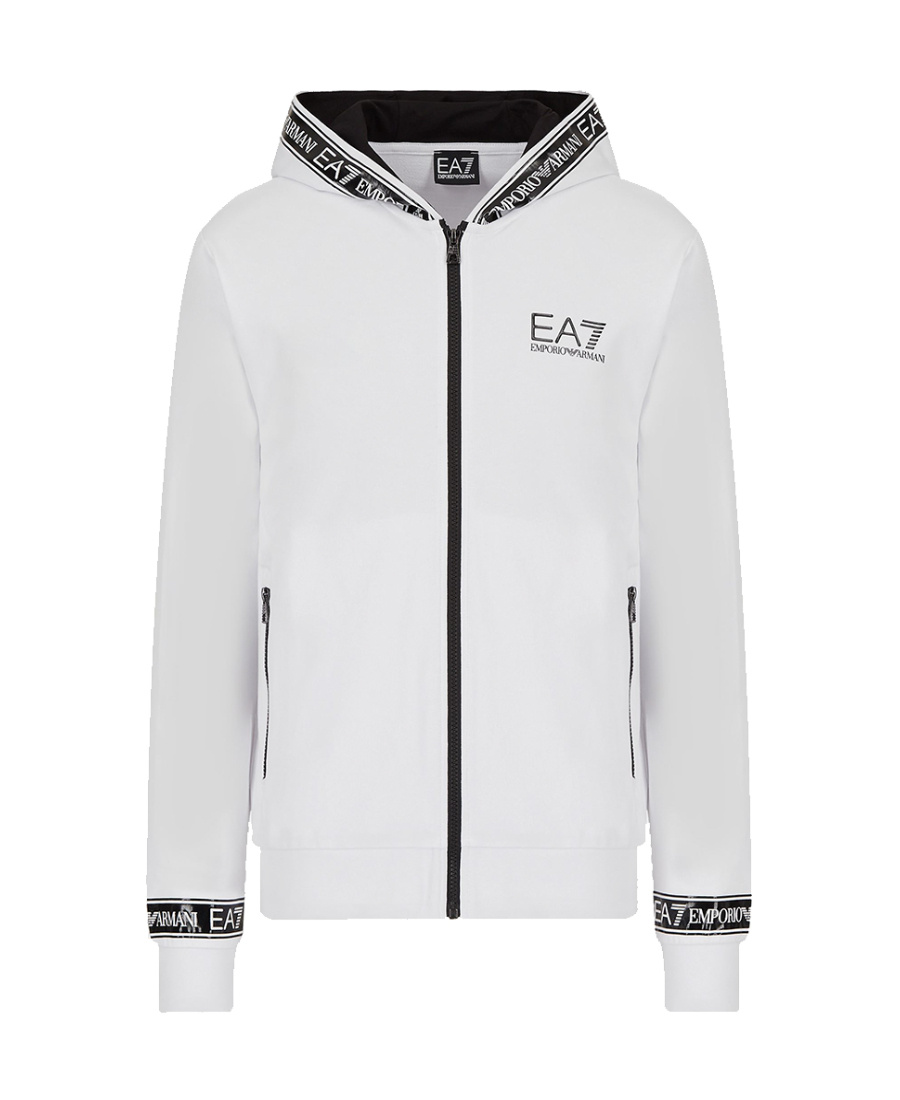 Ea7 Zippered Casual Jacket In White