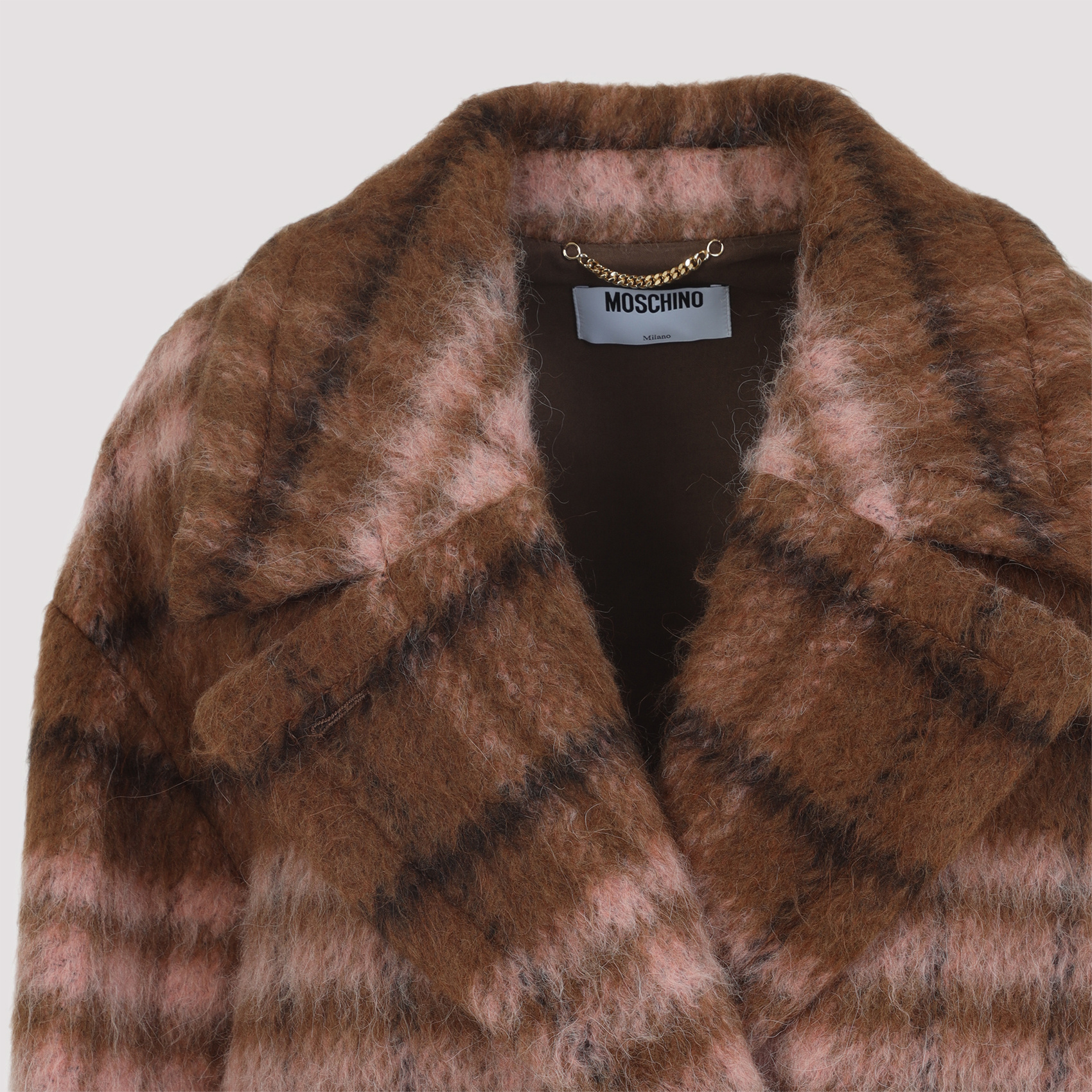 Moschino Double-breasted Plaid Coat With Warm Acrylic Blend In Multi