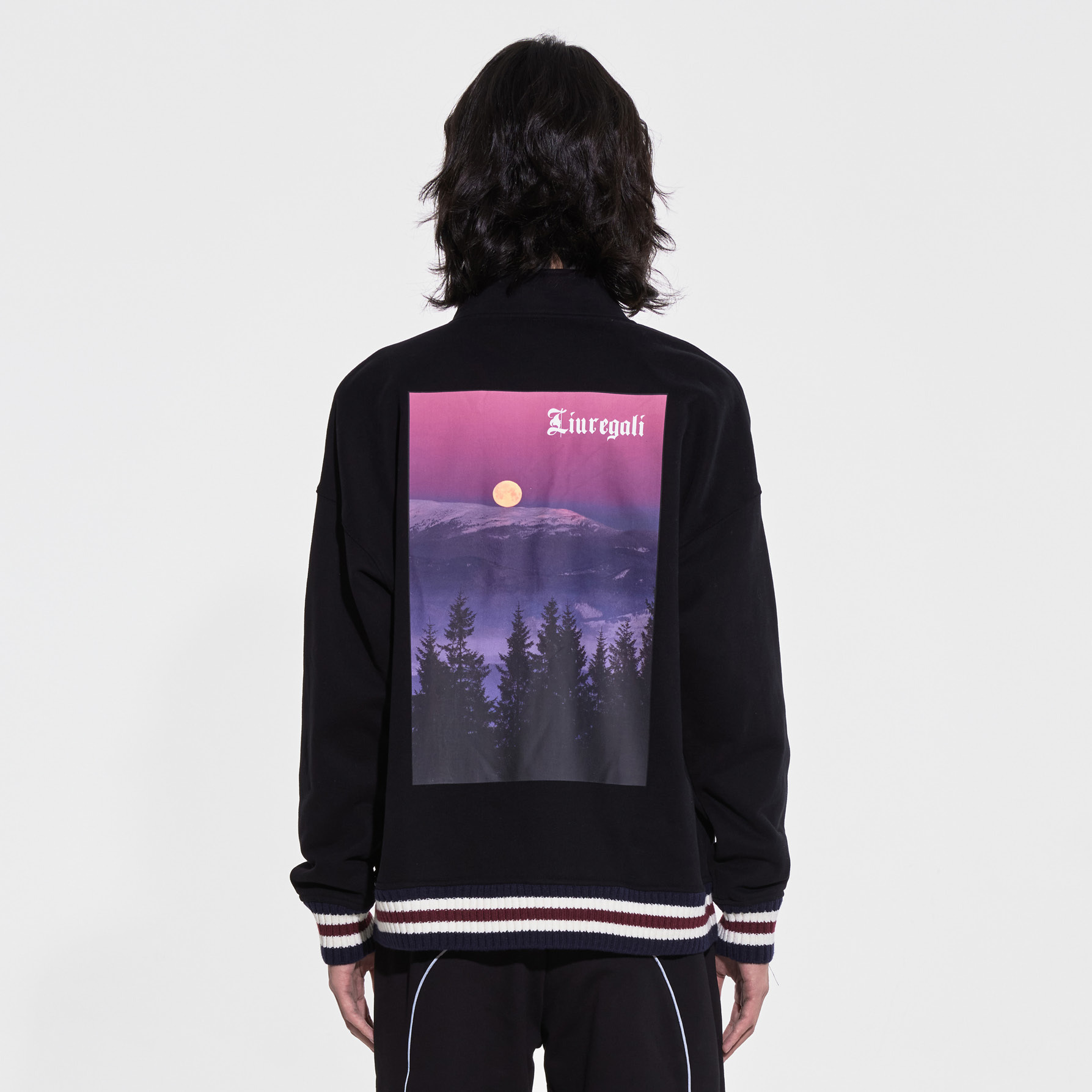Liuregali Logo Sunset Printed Casual Jacket In Black