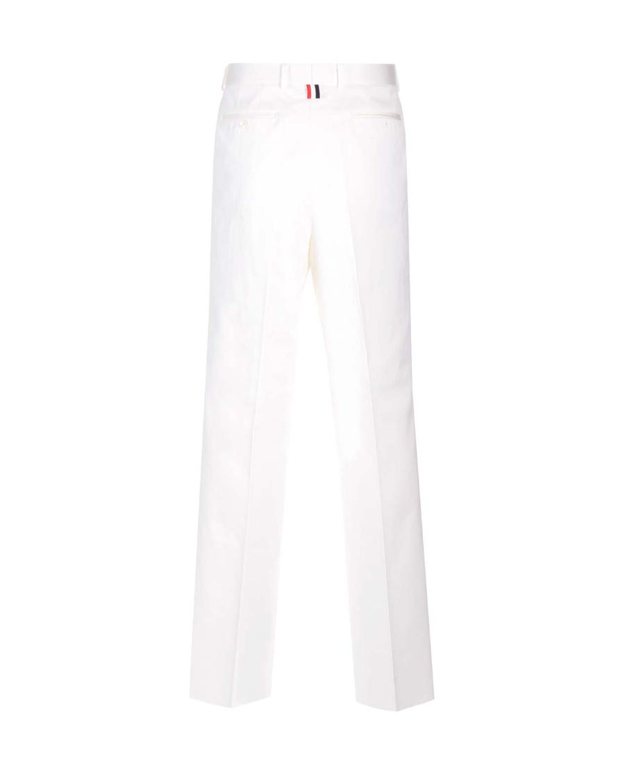 Shop Thom Browne Straight-leg Cotton Tousers In White