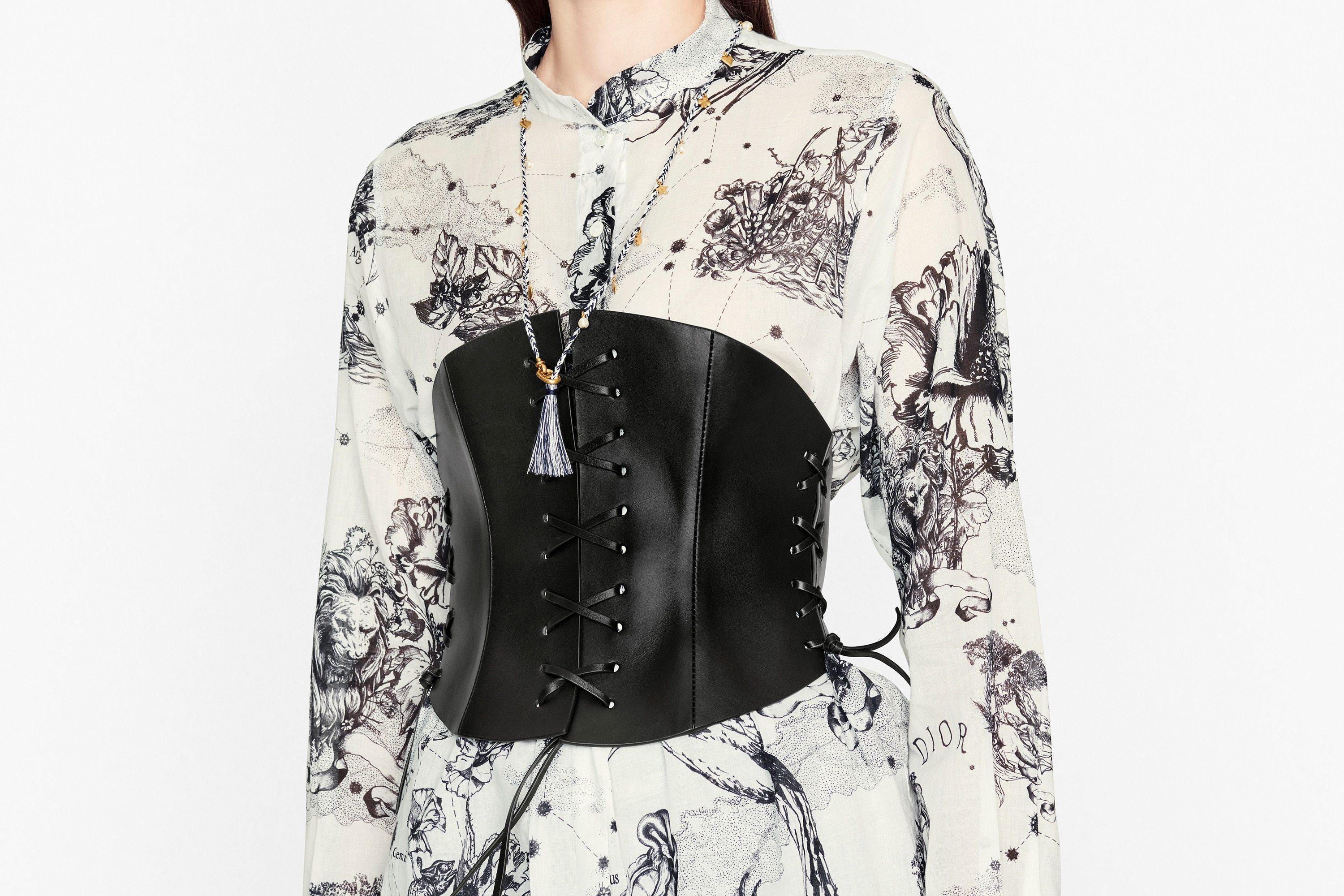 Dior Black D Lace Corset Belt In Black