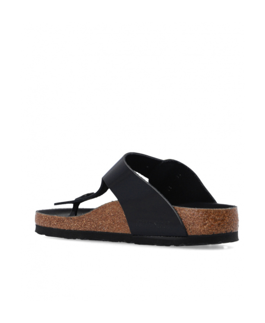 Birkenstock Gizeh Big Buckle High-shine Black Leather Toe Post Sandals