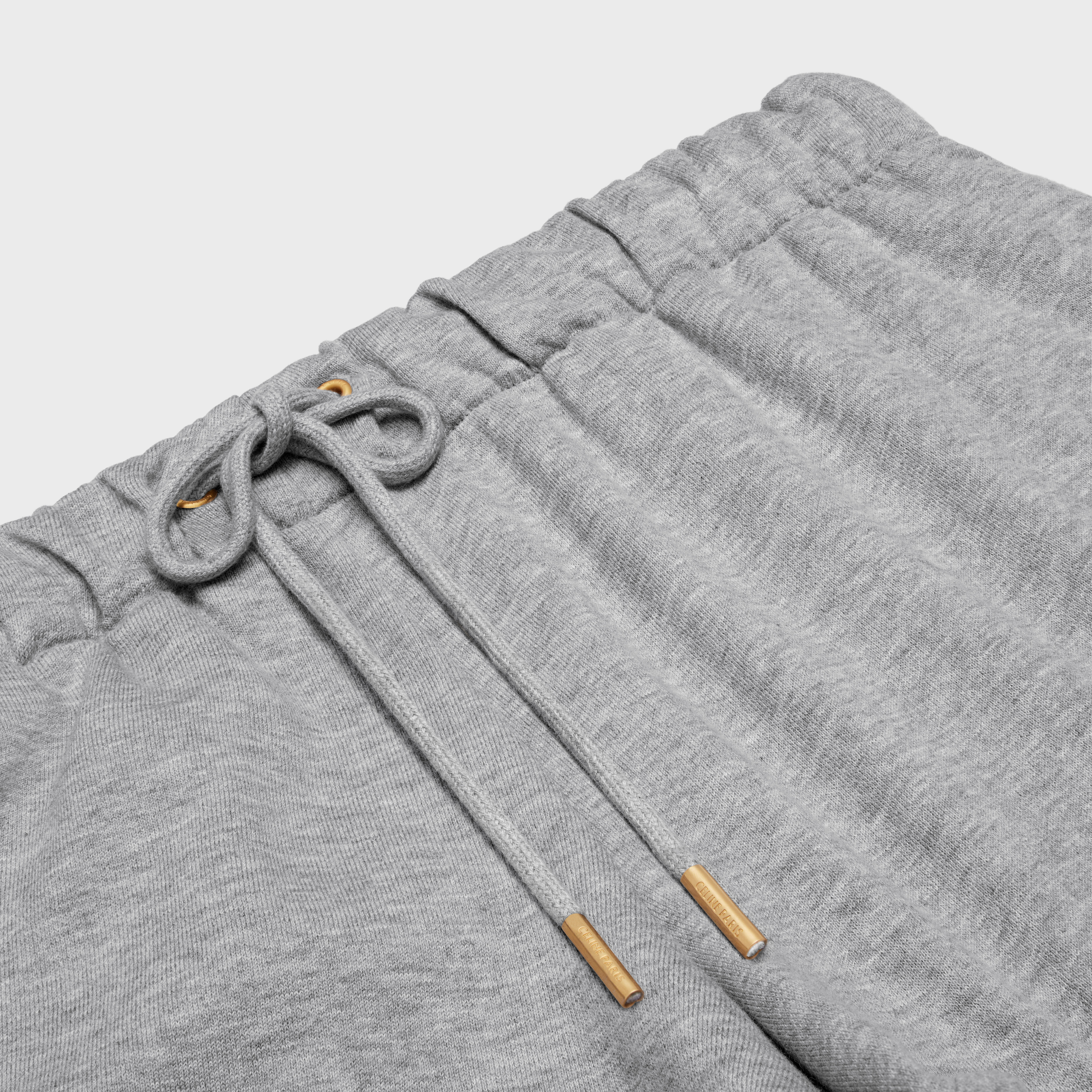 Shop Celine Triomphe Mini Shorts In Cotton And Cashmere In Gray