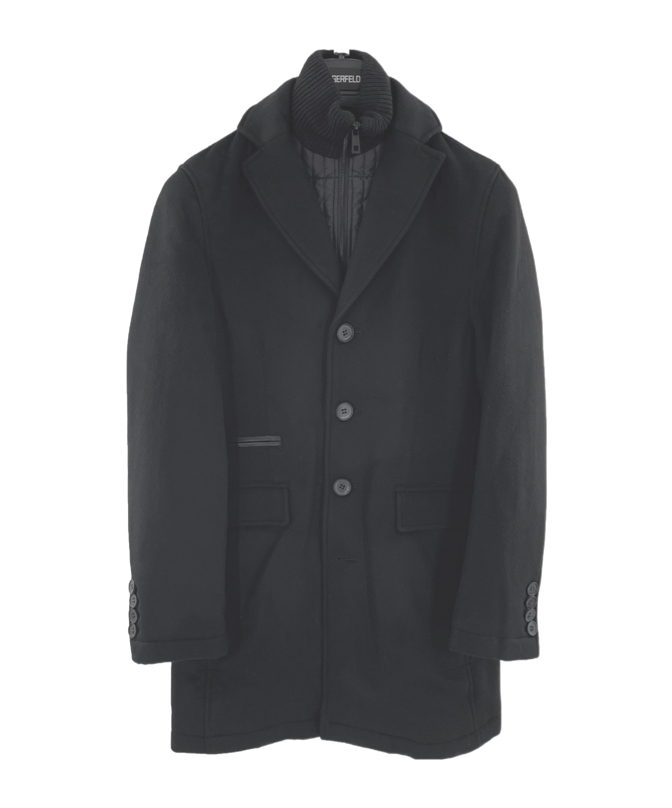 Karl Lagerfeld Lapel Long-sleeved Coat In Black
