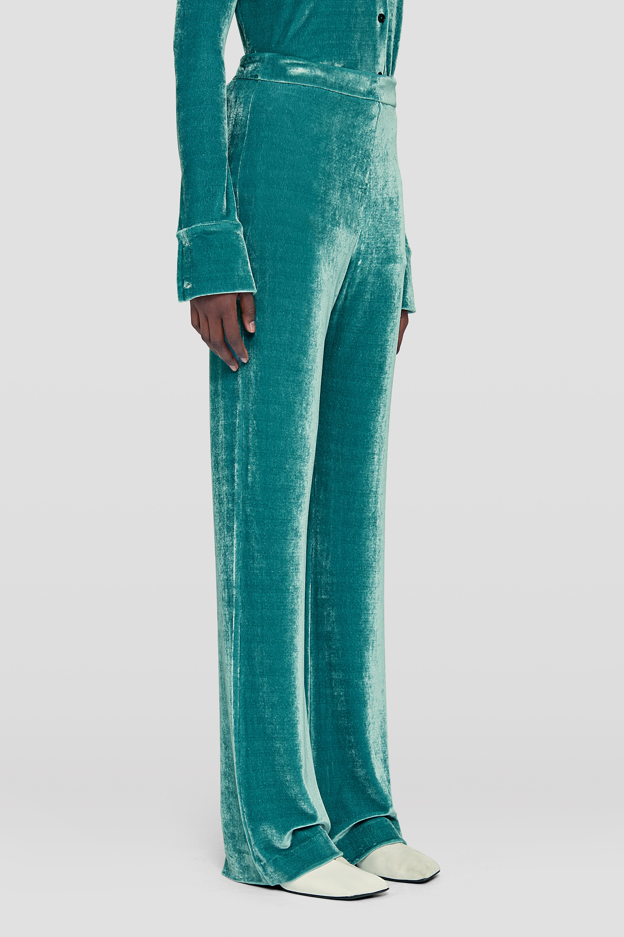 Jil Sander High-rise Velvet Straight-leg Pants In Green