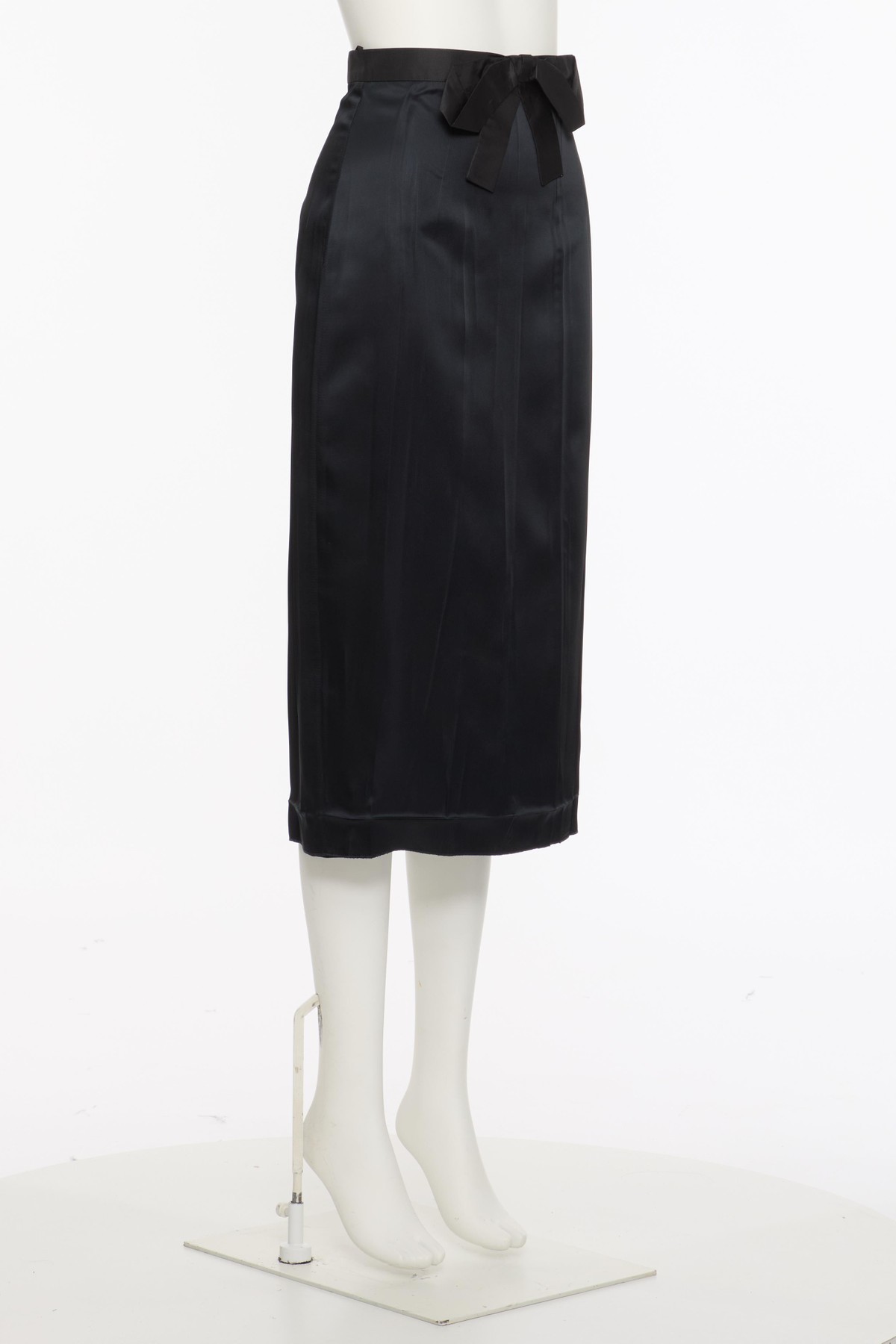 Valentino High Waist Satin Skirt With Bow Detail In Blue
