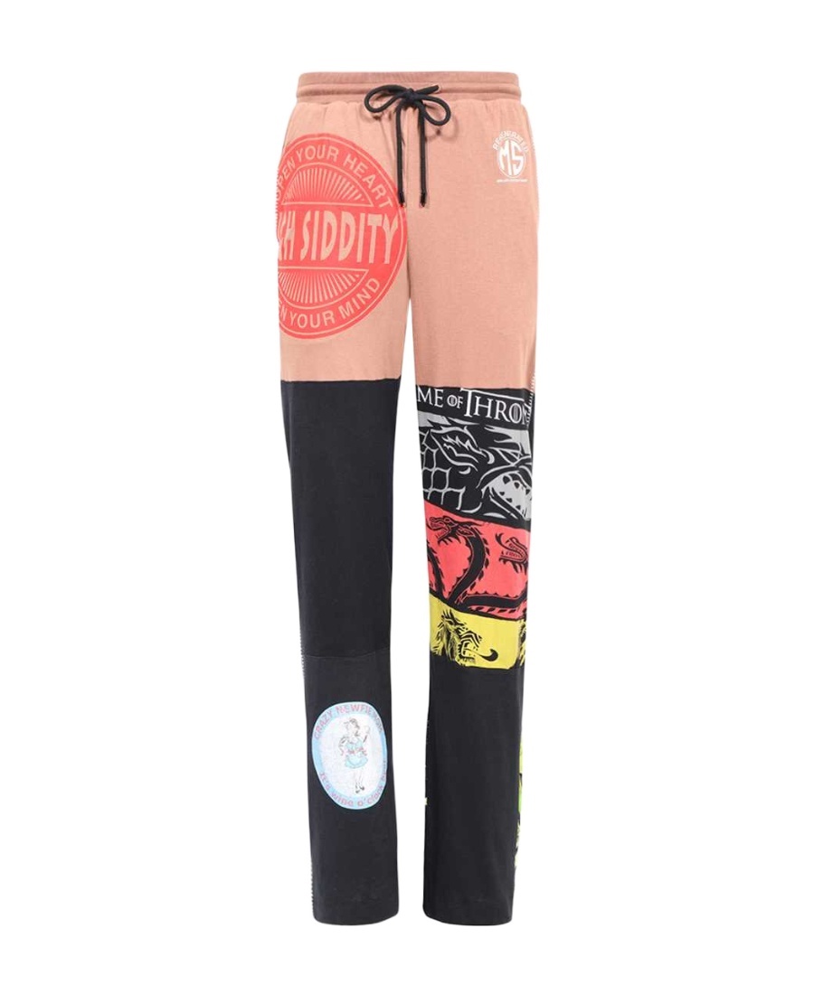 Marine Serre Regenerated Patchwork Cotton Trousers In Pink