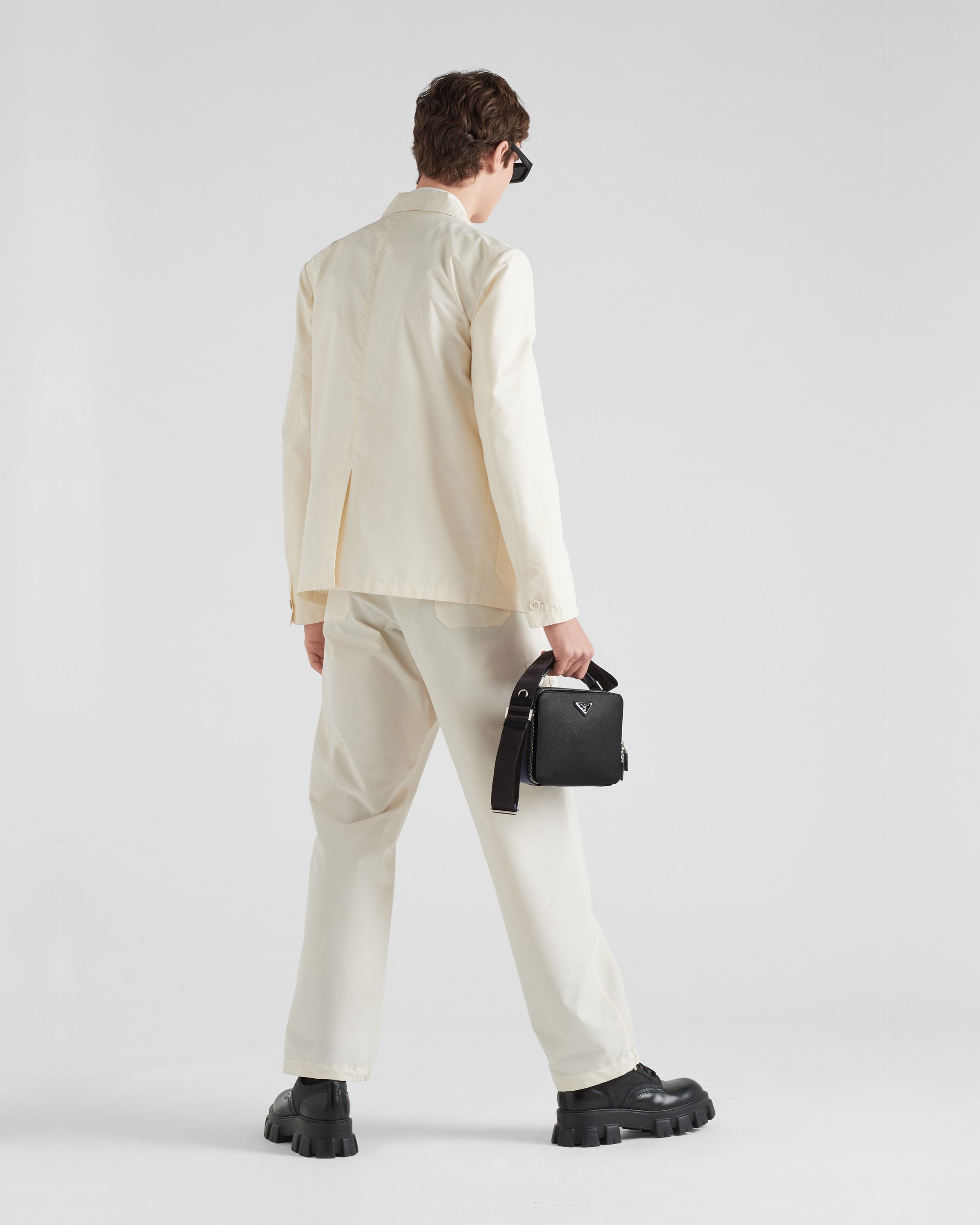 Prada Single-breasted Cotton Coat In Nude