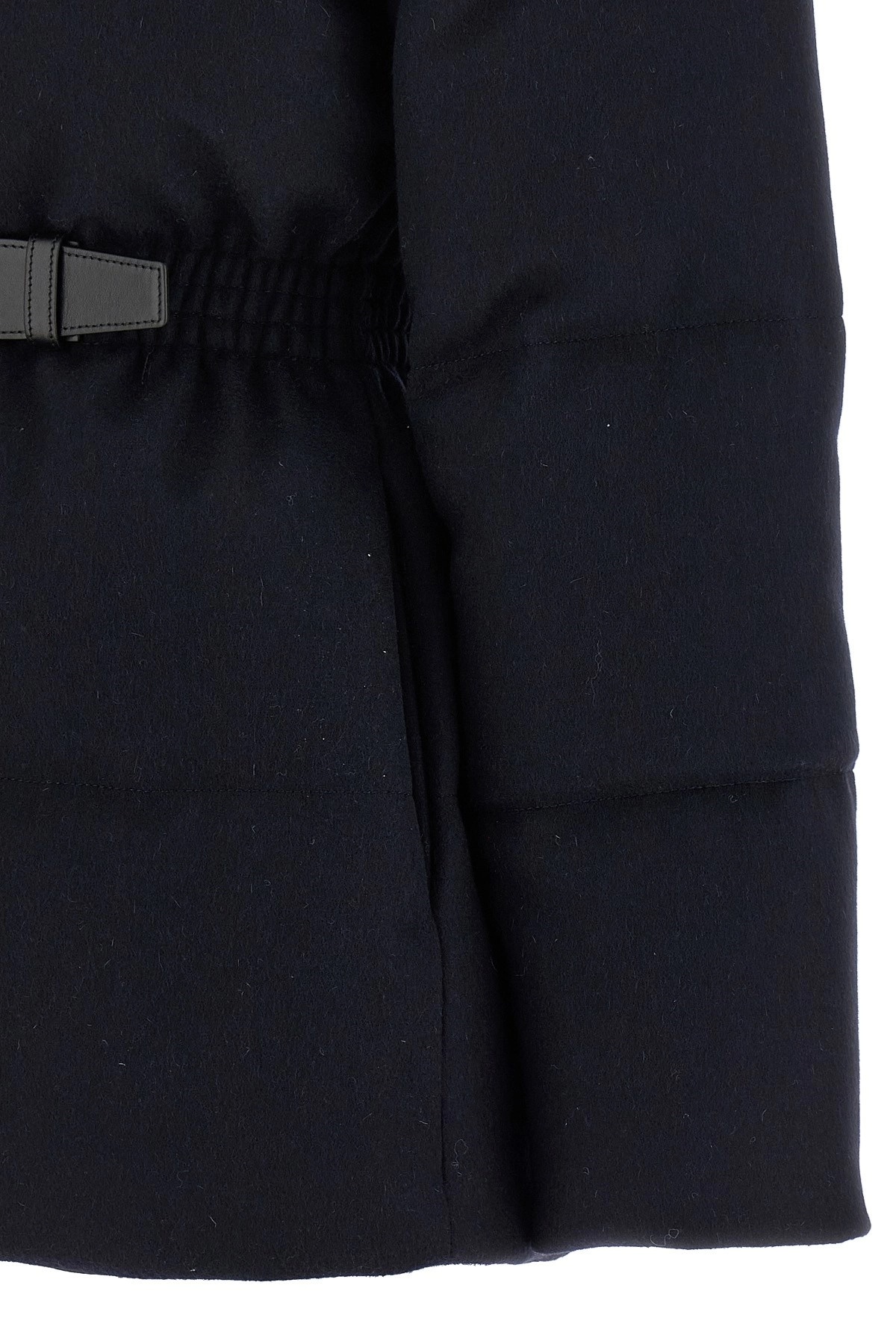 Prada Midnight Blue Wool Down Jacket In Animal Print