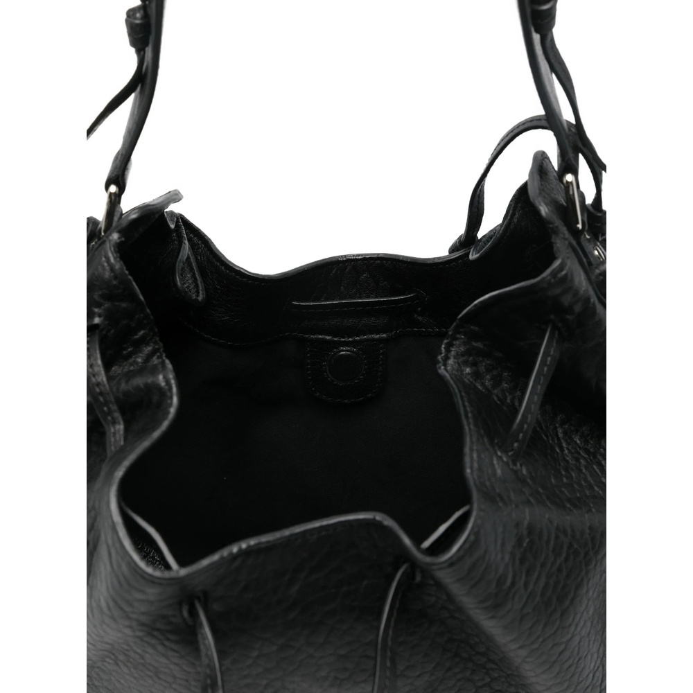 Isabel Marant Bolton Drawstring Leather Shoulder Bag In Black