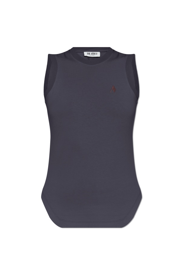 Shop Attico The Logo Embroidered Tank Top In Black