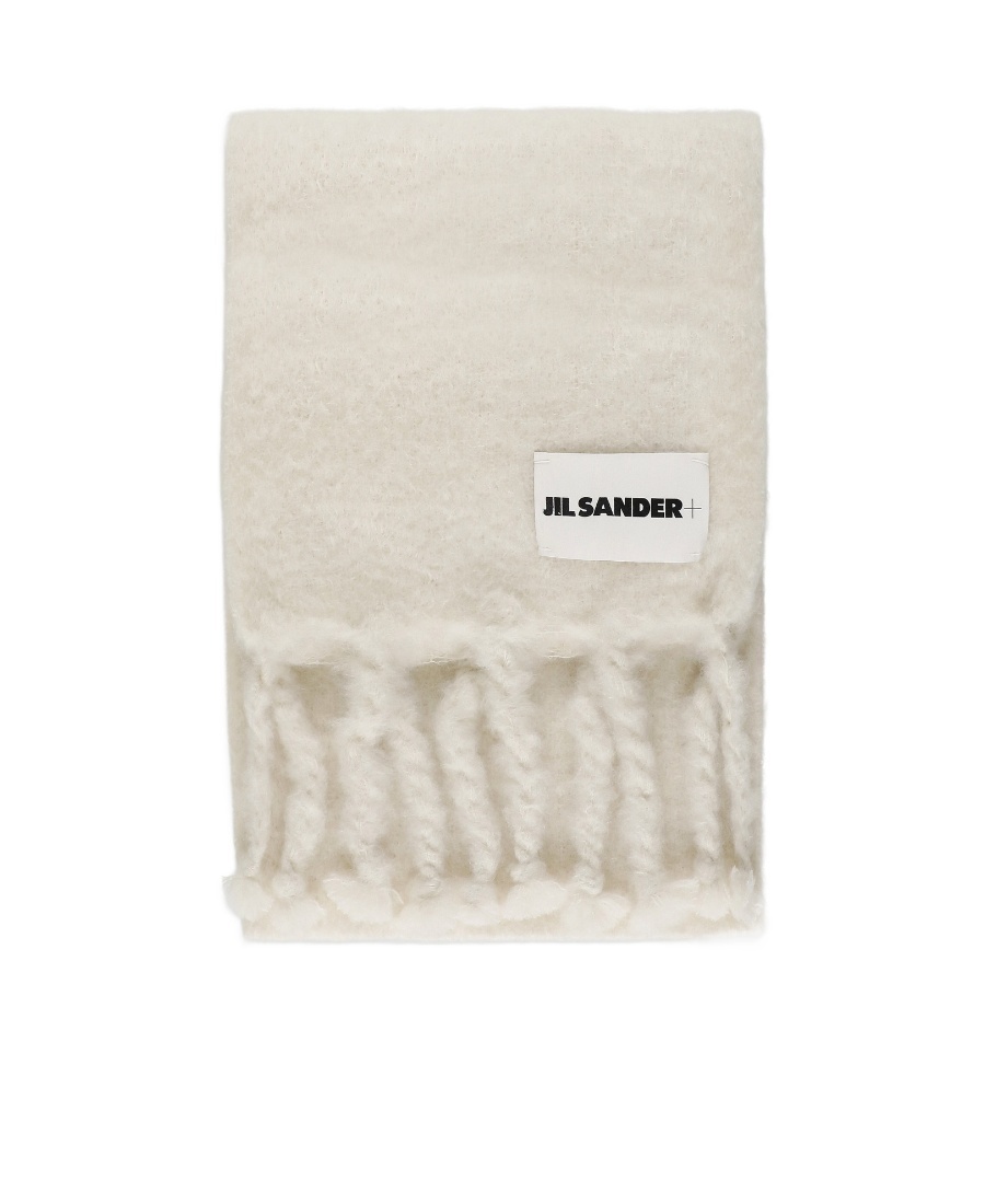 Jil Sander Logo-patch Chunky-knit Scarf In White