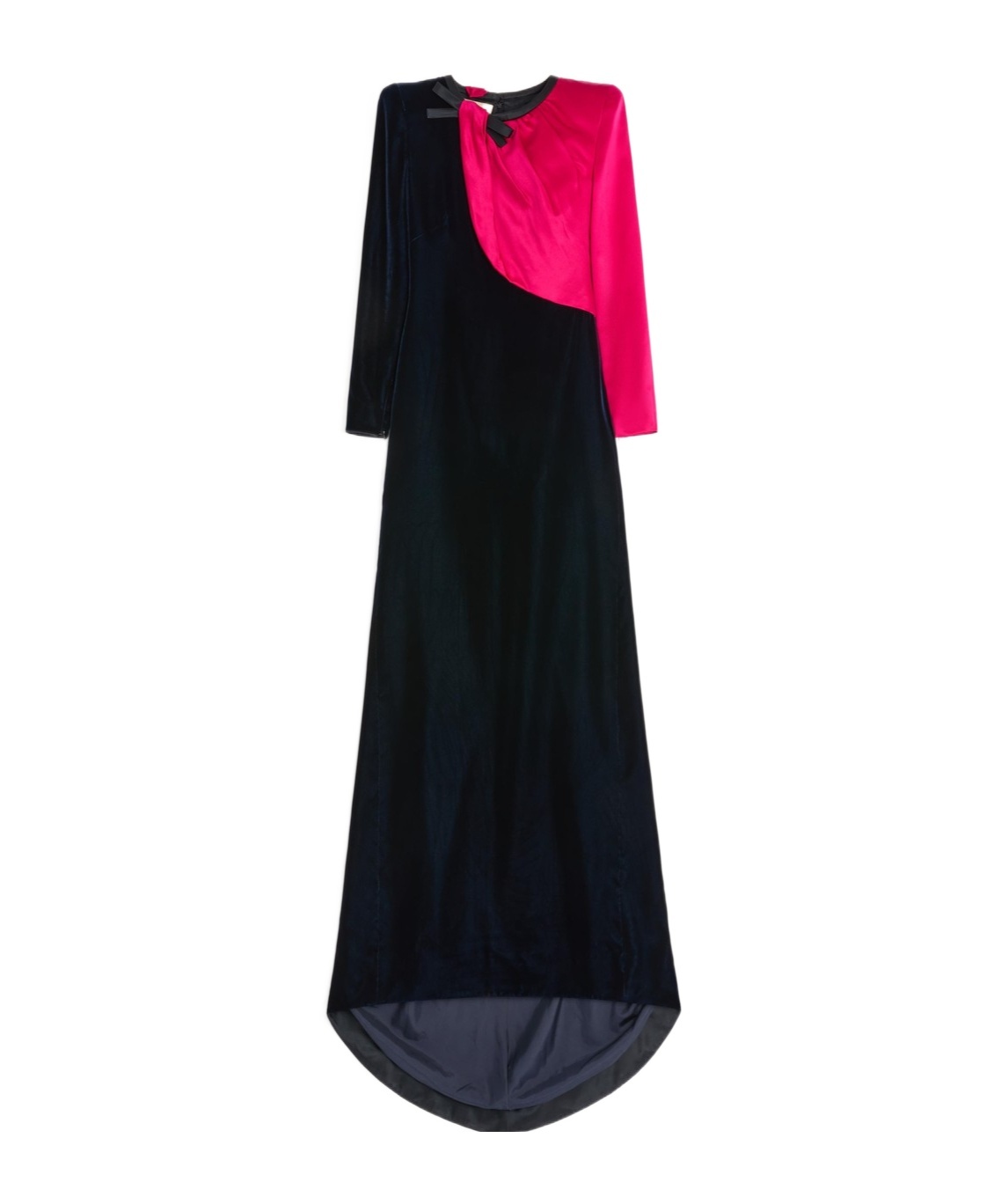 Valentino Long Dress In Sablé Velvet In Black