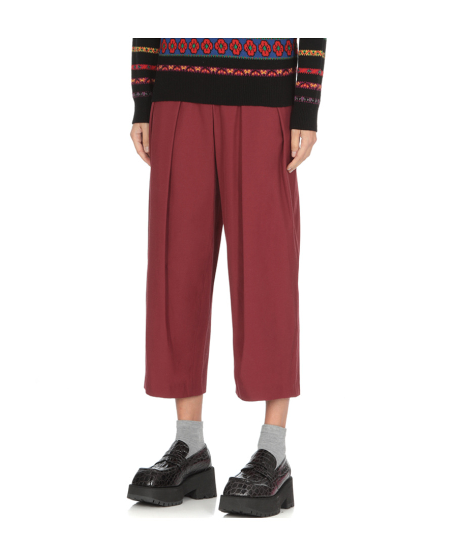 Shop Kenzo Cropped Pleated Trousers In Red