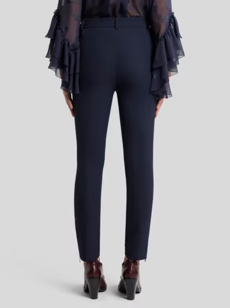 Etro Slim-fit Trousers With Zip In Blue