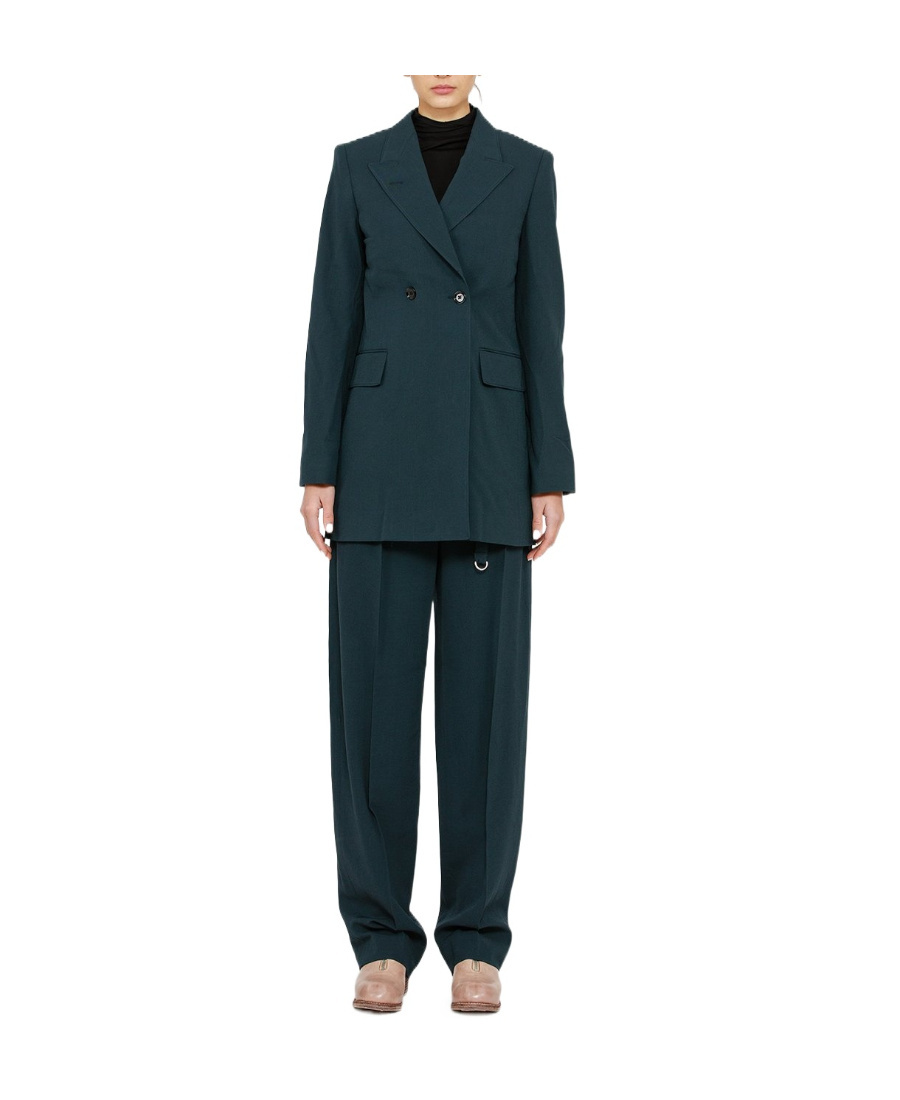 Lemaire Double-breasted Button Blazer In Green