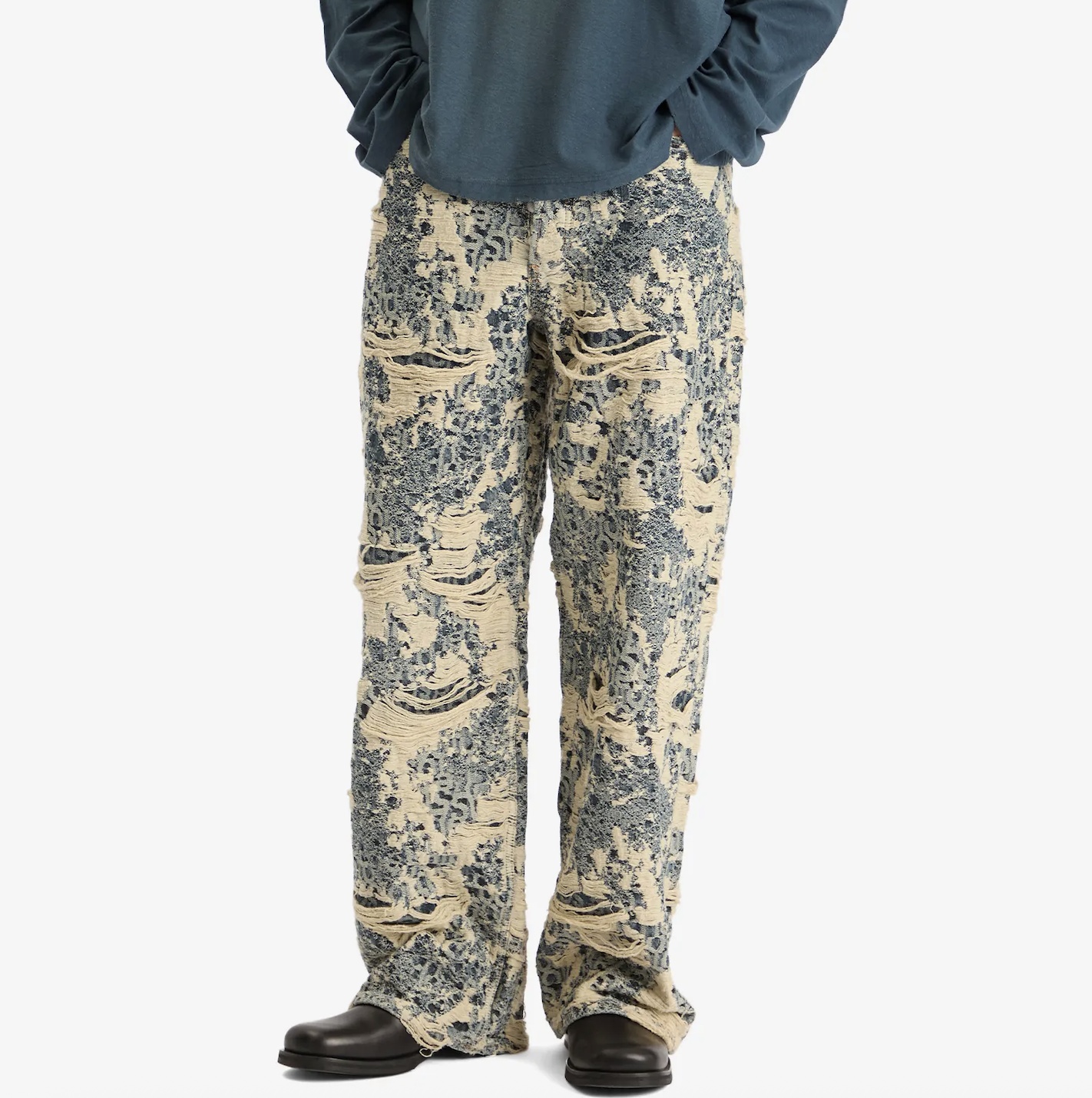 Acne Studios 1981 Distressed Monogram Jeans In Neutral