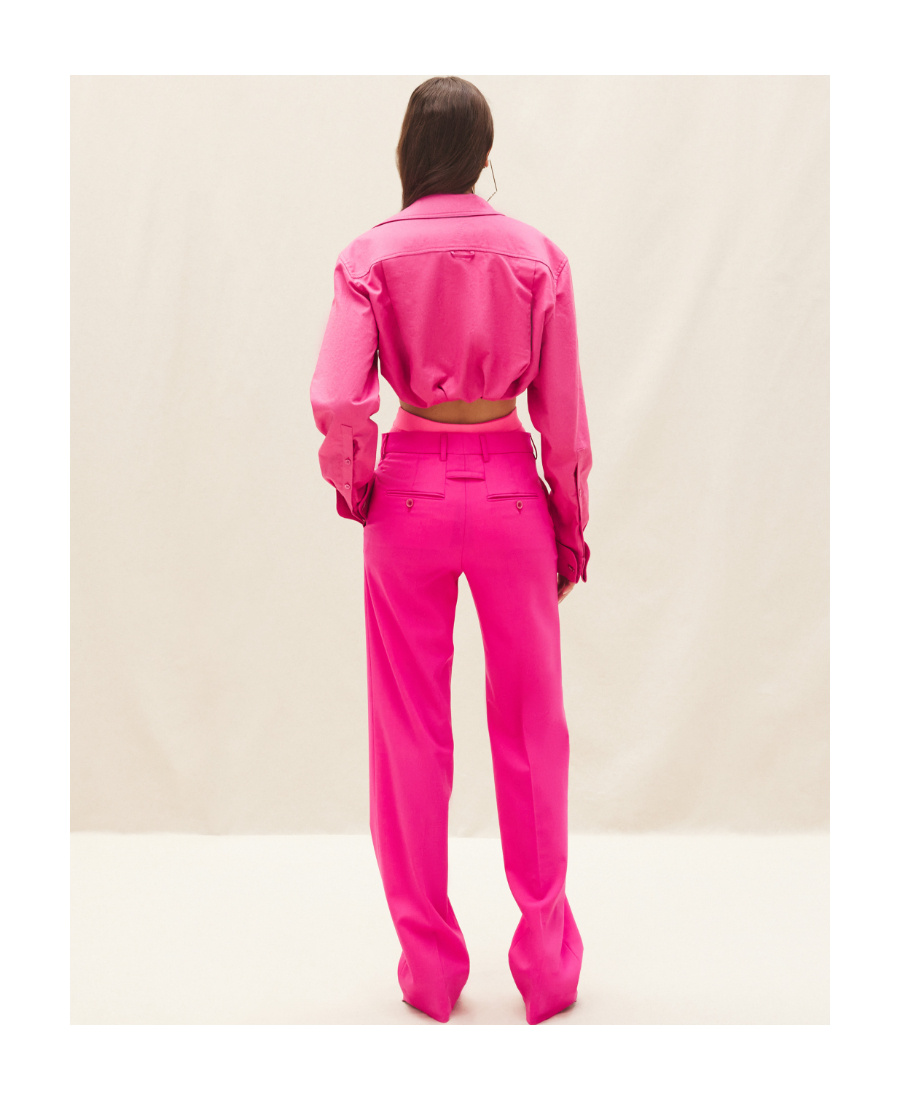 Jacquemus Woman Shirt Fuchsia Size 2 Cotton In Pink