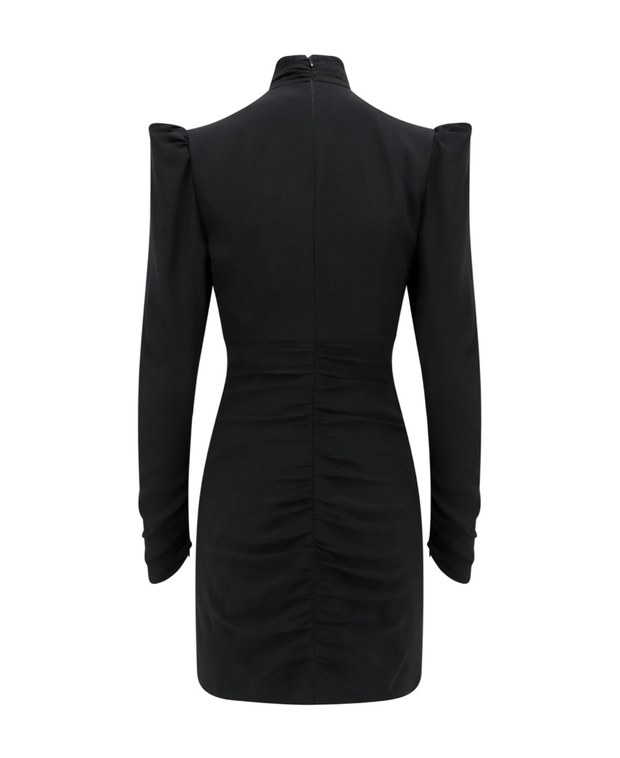 Alessandra Rich Black Draped Silk Minidress In Black