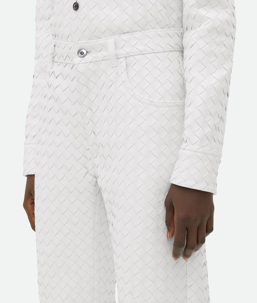 Bottega Veneta Intreciato Patterned Casual Pants In White
