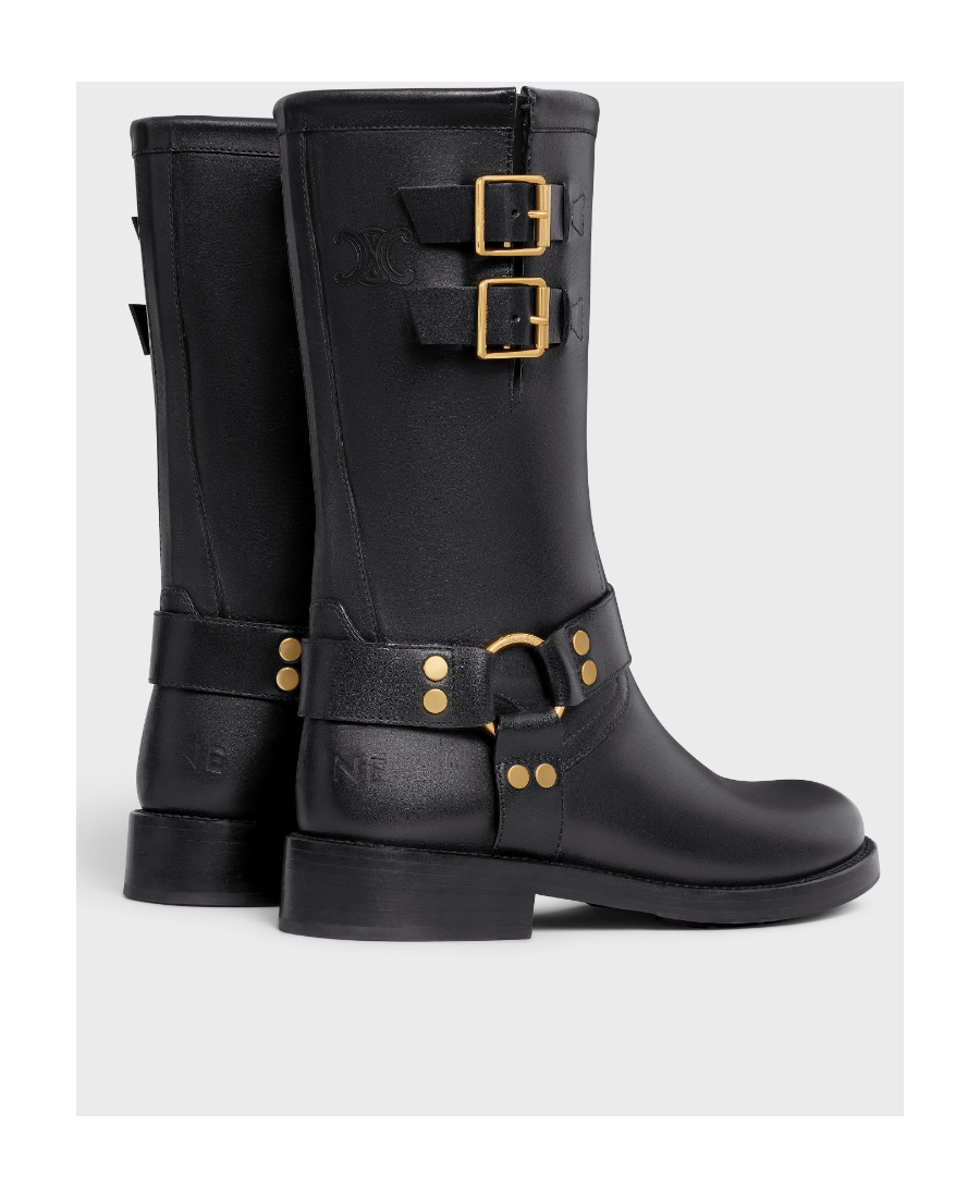 Celine Laced Locomotive Middle Boots In Black