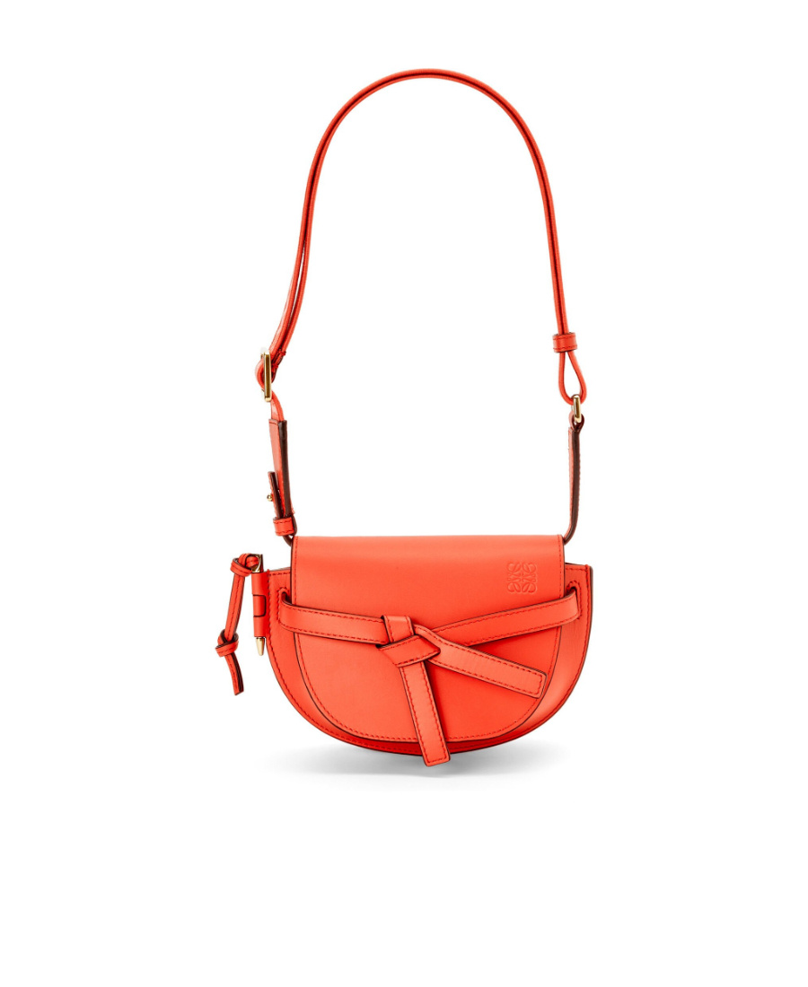 Loewe Mini Gate Dual Bag In Soft Calfskin And Jacquard In Orange