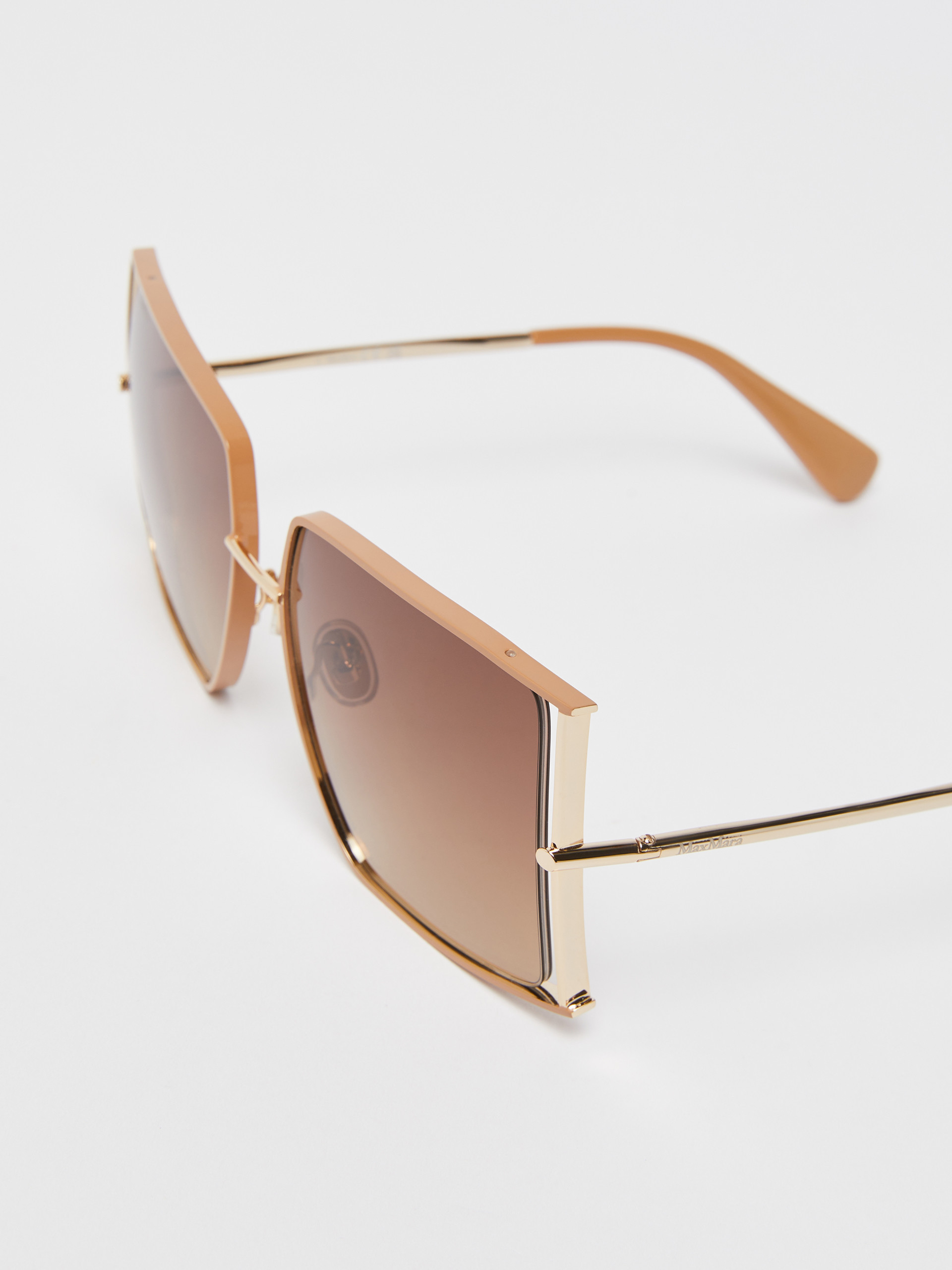 Max Mara Square Metal Sunglasses In Nude