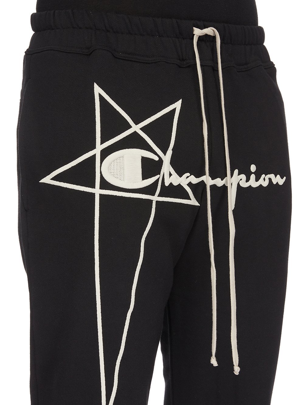 Rick Owens Logo-embroidered Organic Cotton Track Pants In Black